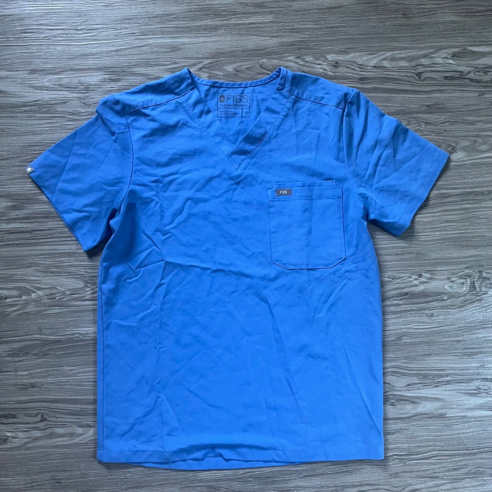 Figs Technical Collection Leon V-Neck Scrub Top Blue Mens Medium FM1500